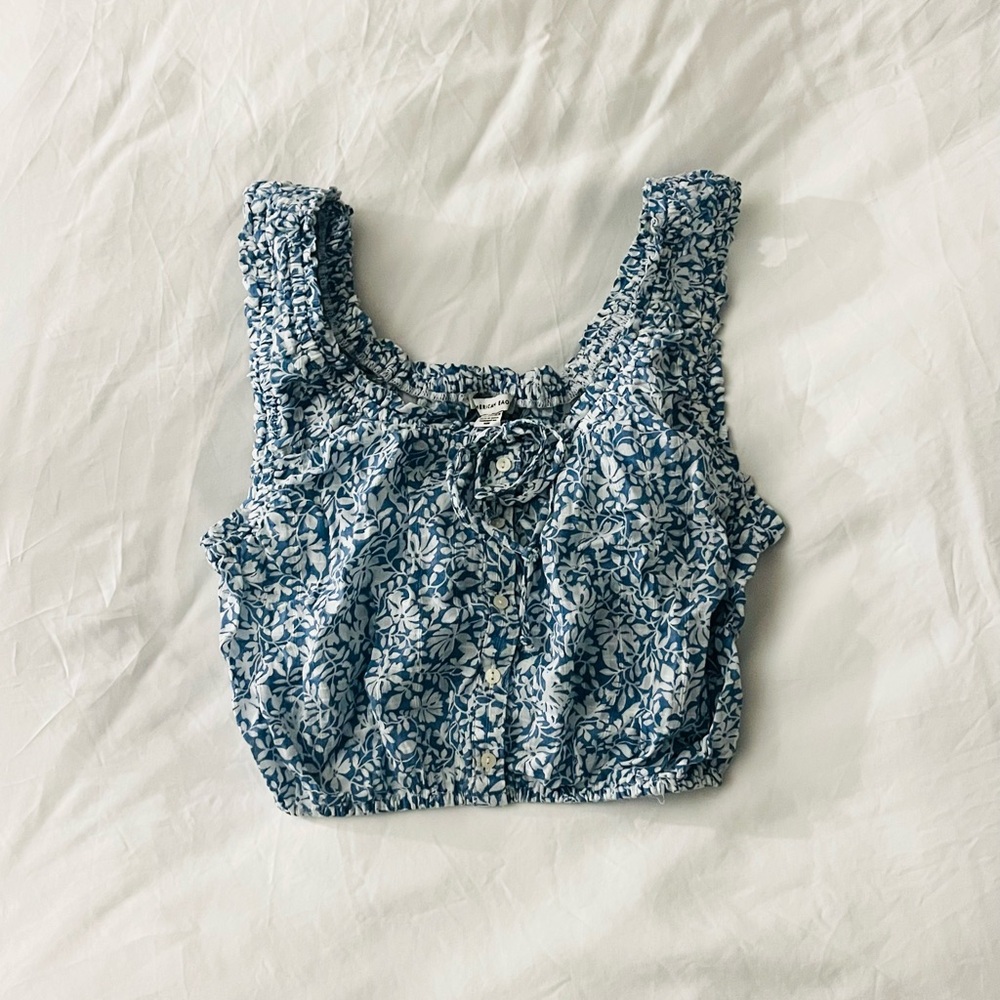 American Eagle Blue Floral Tank Top